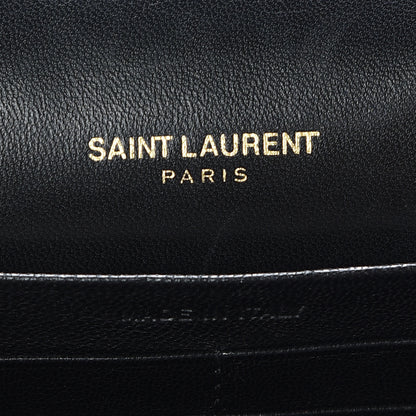 Saint Laurent Lambskin Matelasse Chevron Monogram Sulpice Chain Wallet Black 8 of 9