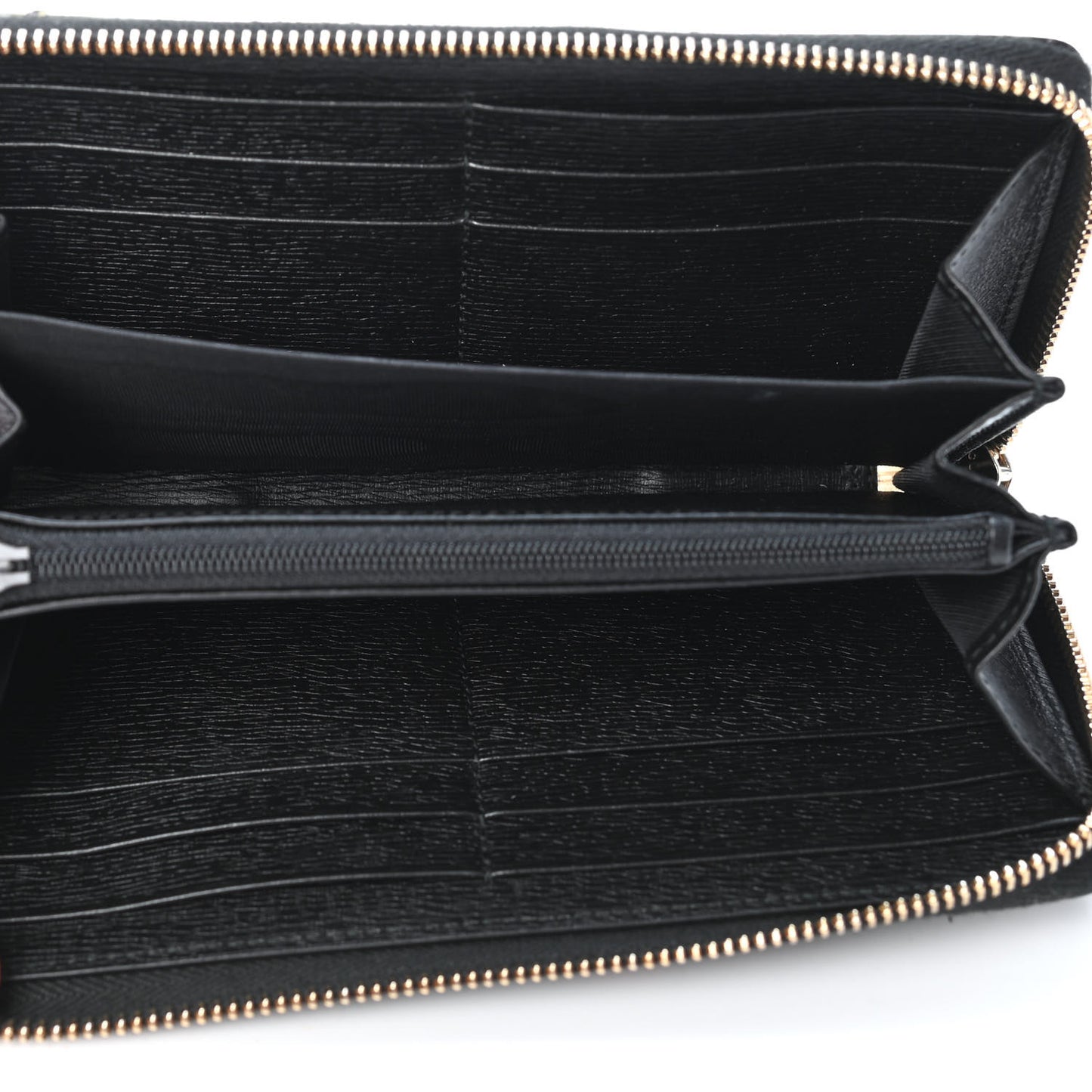 Shangai Calfskin Flora Knight Zip Around Wallet Black