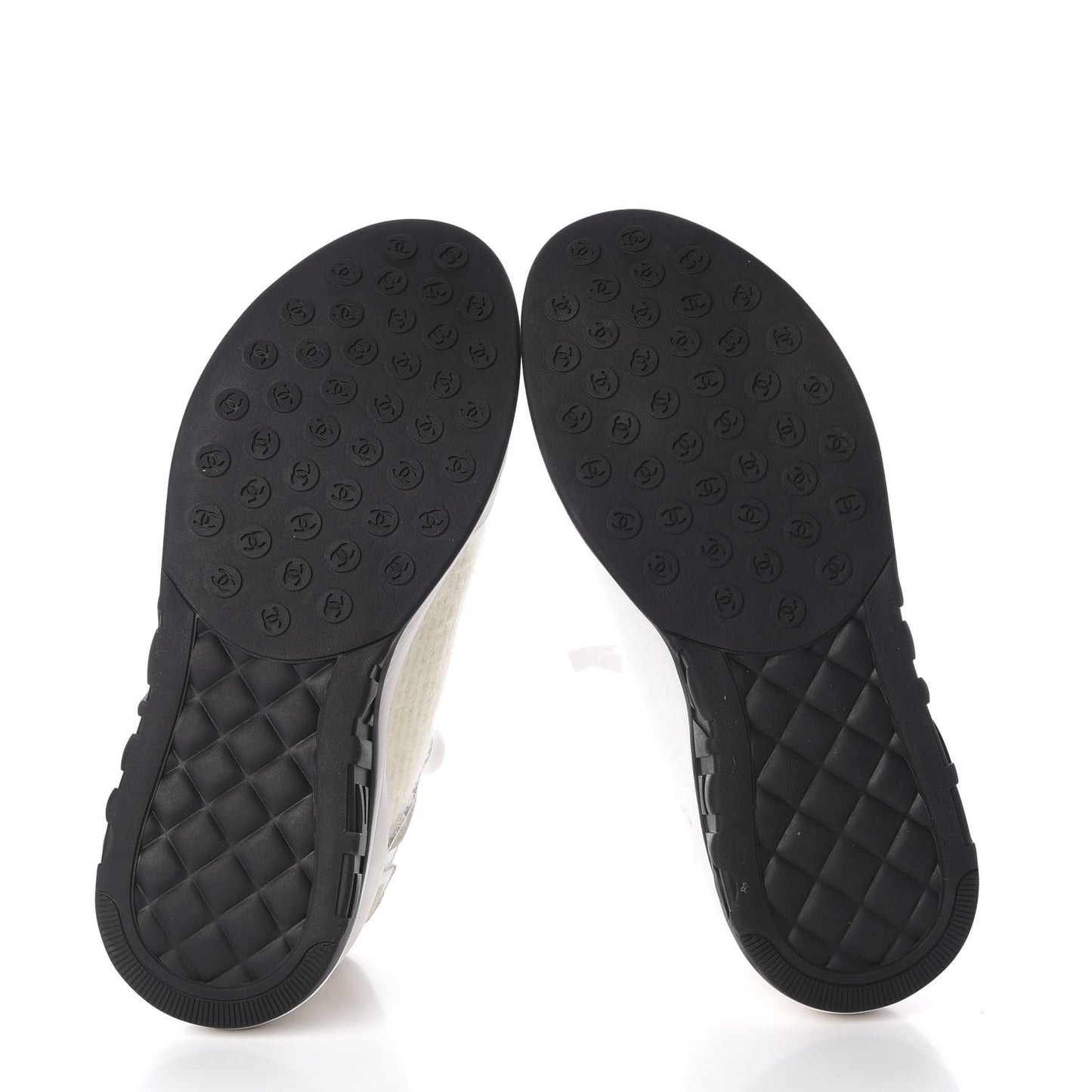 Fabric Calfskin Suede CC Womens Sneakers 40 White
