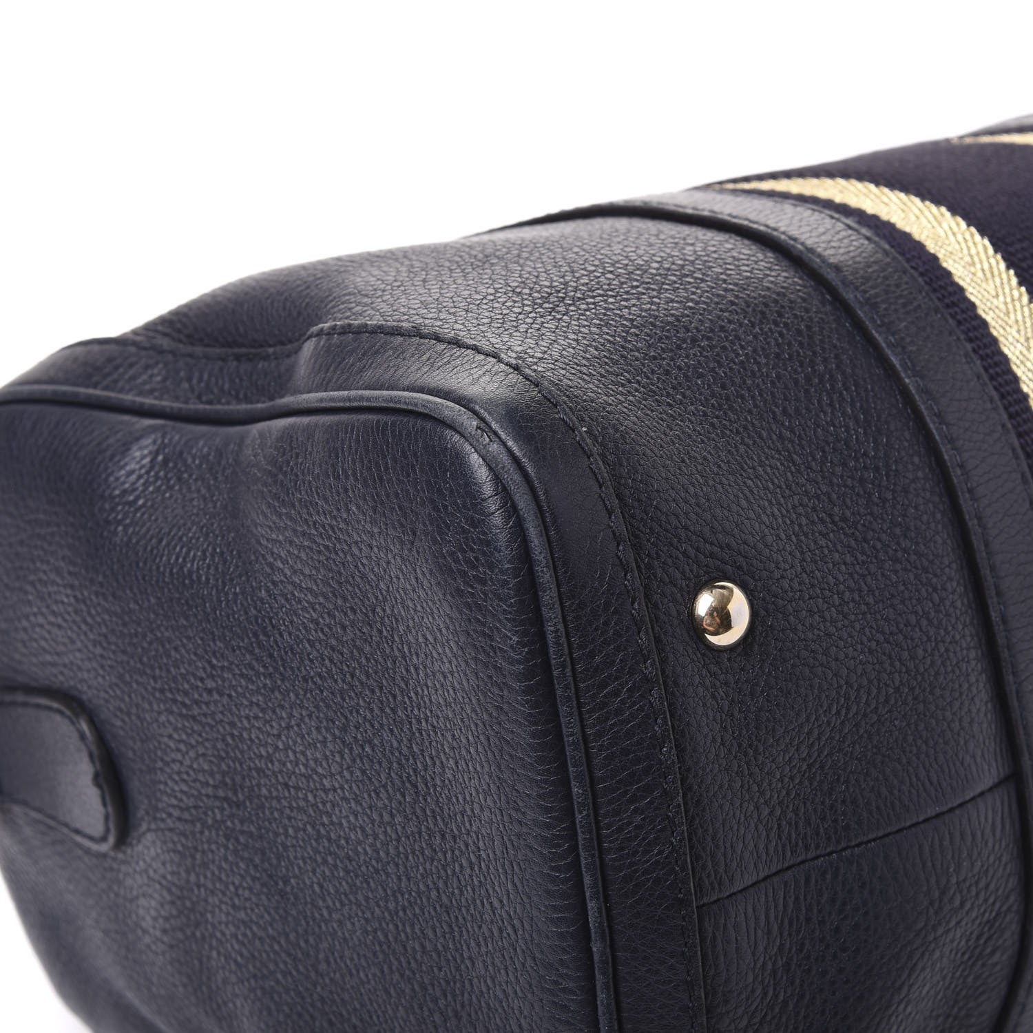 Gucci Calfskin Vintage Web Medium Boston Navy 7 of 16
