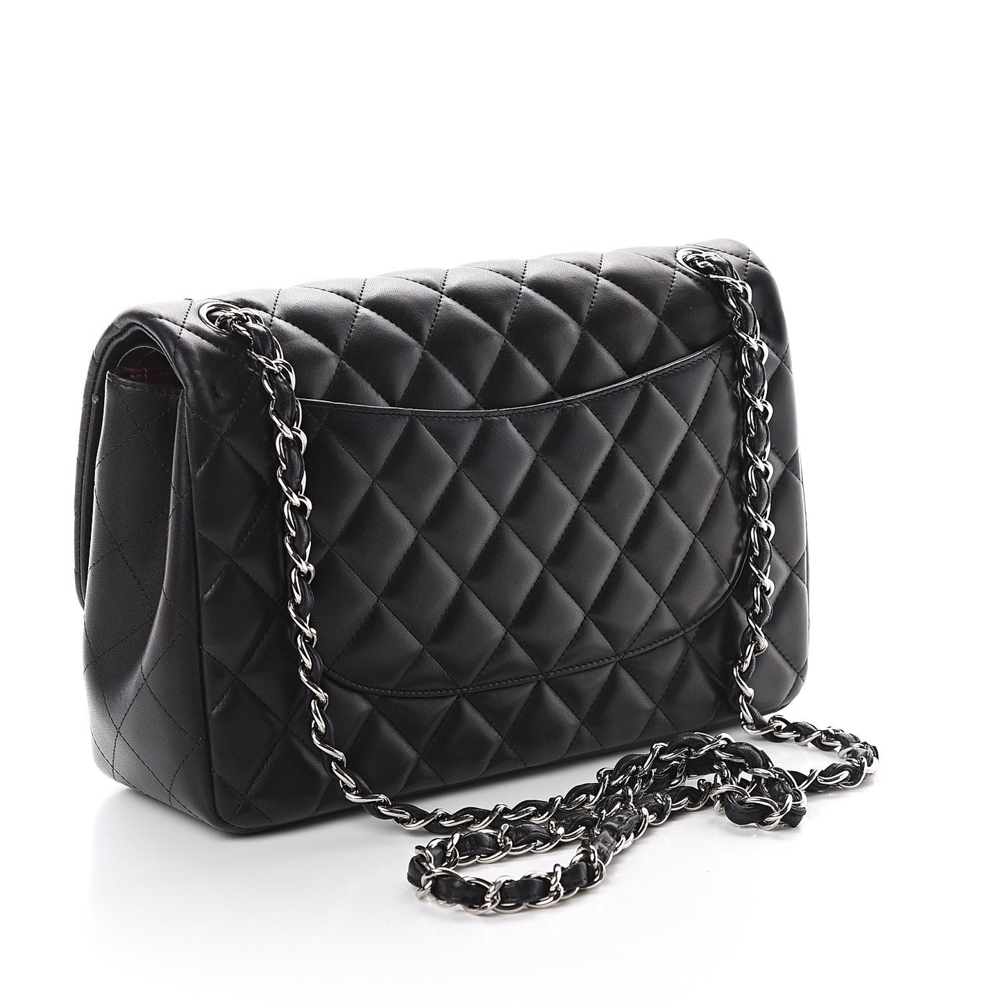 Lambskin Quilted Jumbo Double Flap Black