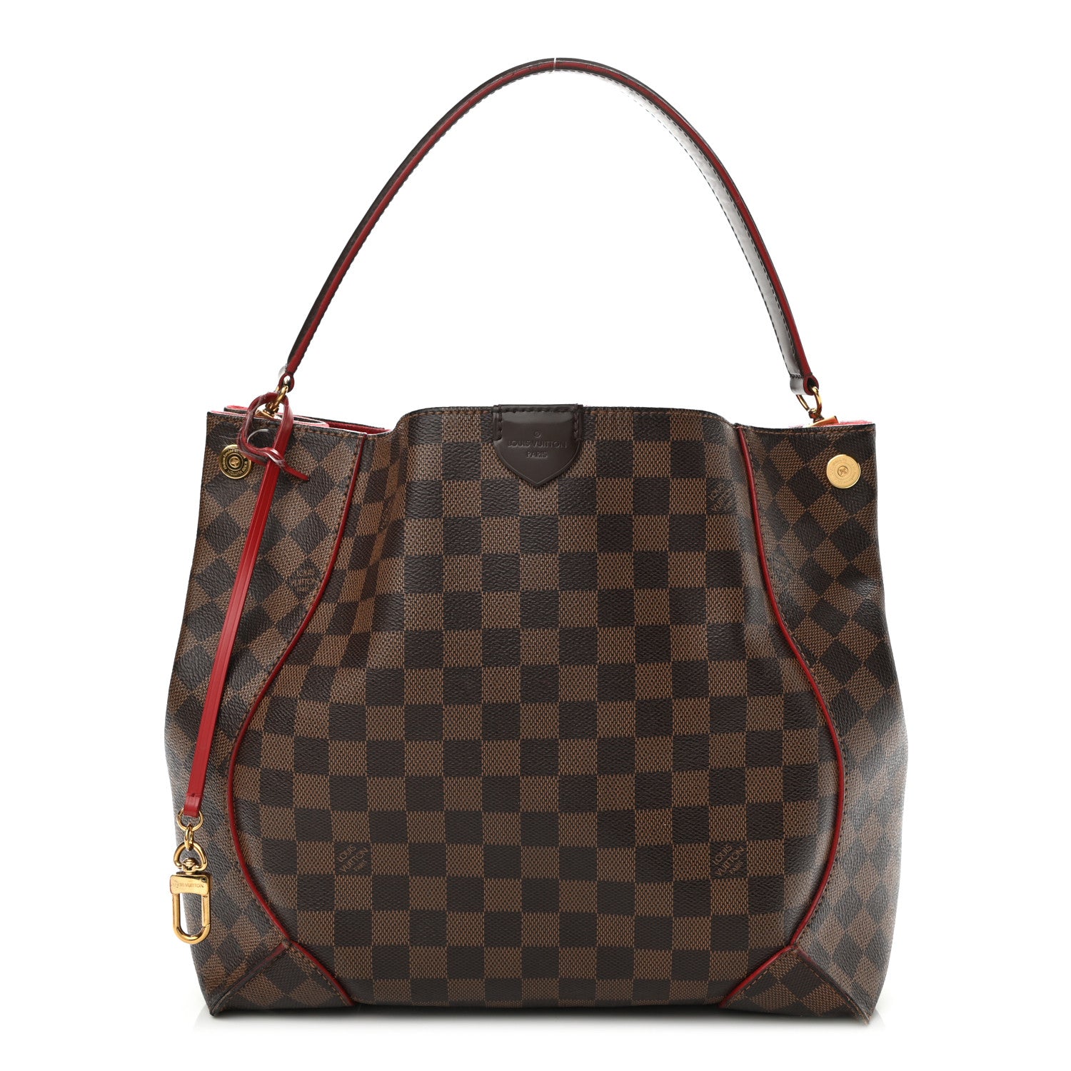 Louis Vuitton Damier Ebene Caissa Hobo Cherry 1 of 20