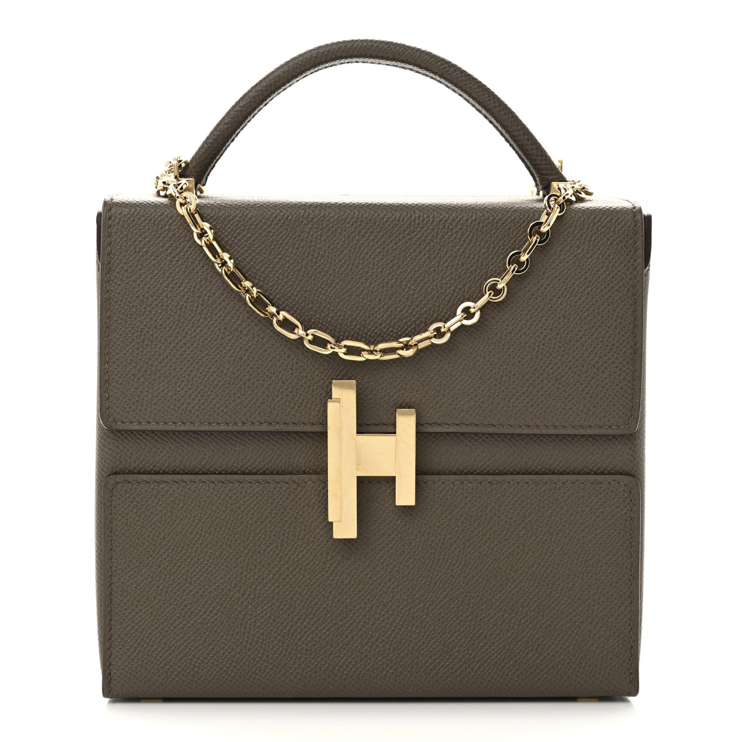 Epsom Cinhetic Boxy Top Handle Bag Etain