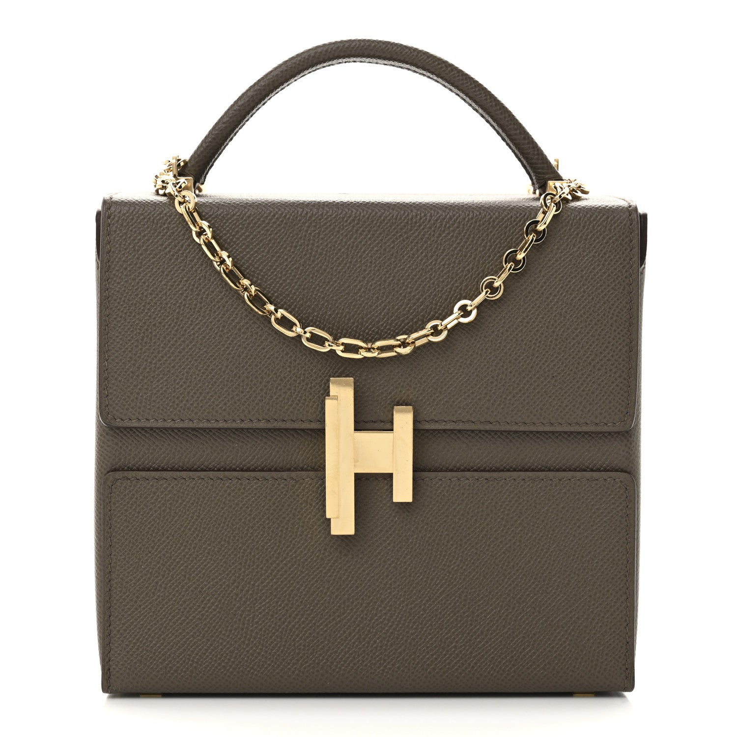 Hermes Epsom Cinhetic Boxy Top Handle Bag Etain 1 of 11