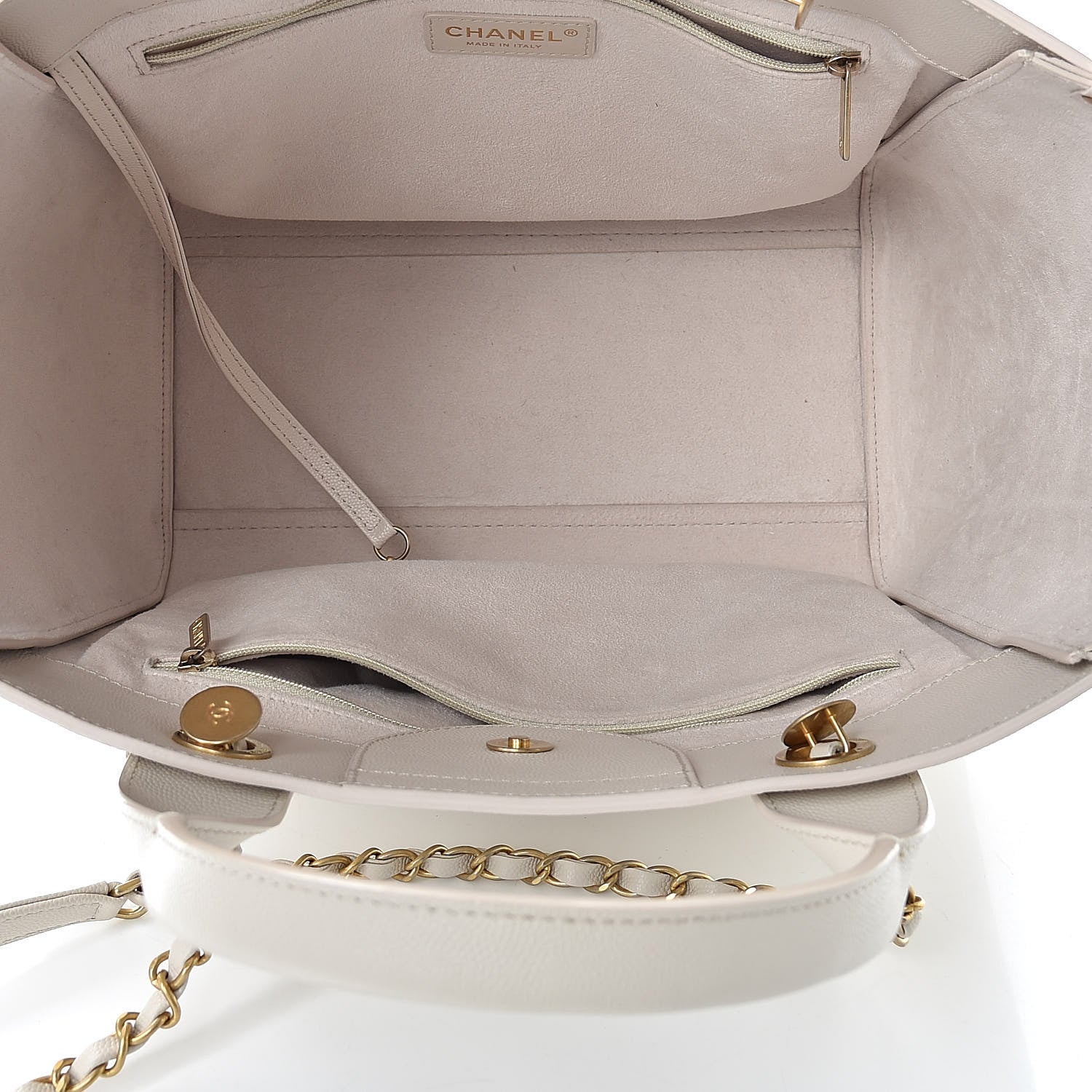 Chanel Caviar Small Studded Deauville Tote Ivory 5 of 12