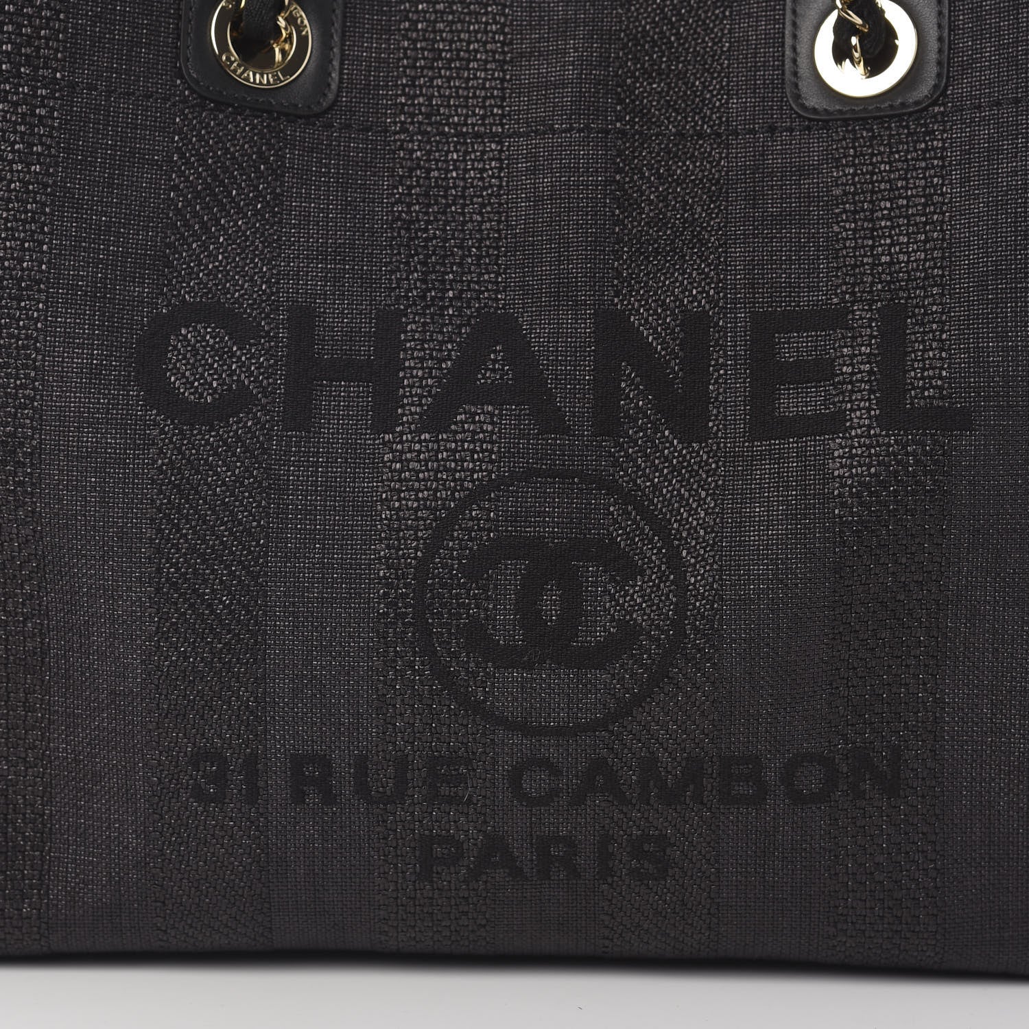Chanel Mixed Fibers Striped Small Deauville Tote Black 10 of 11