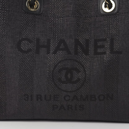 Chanel Mixed Fibers Striped Small Deauville Tote Black 10 of 11
