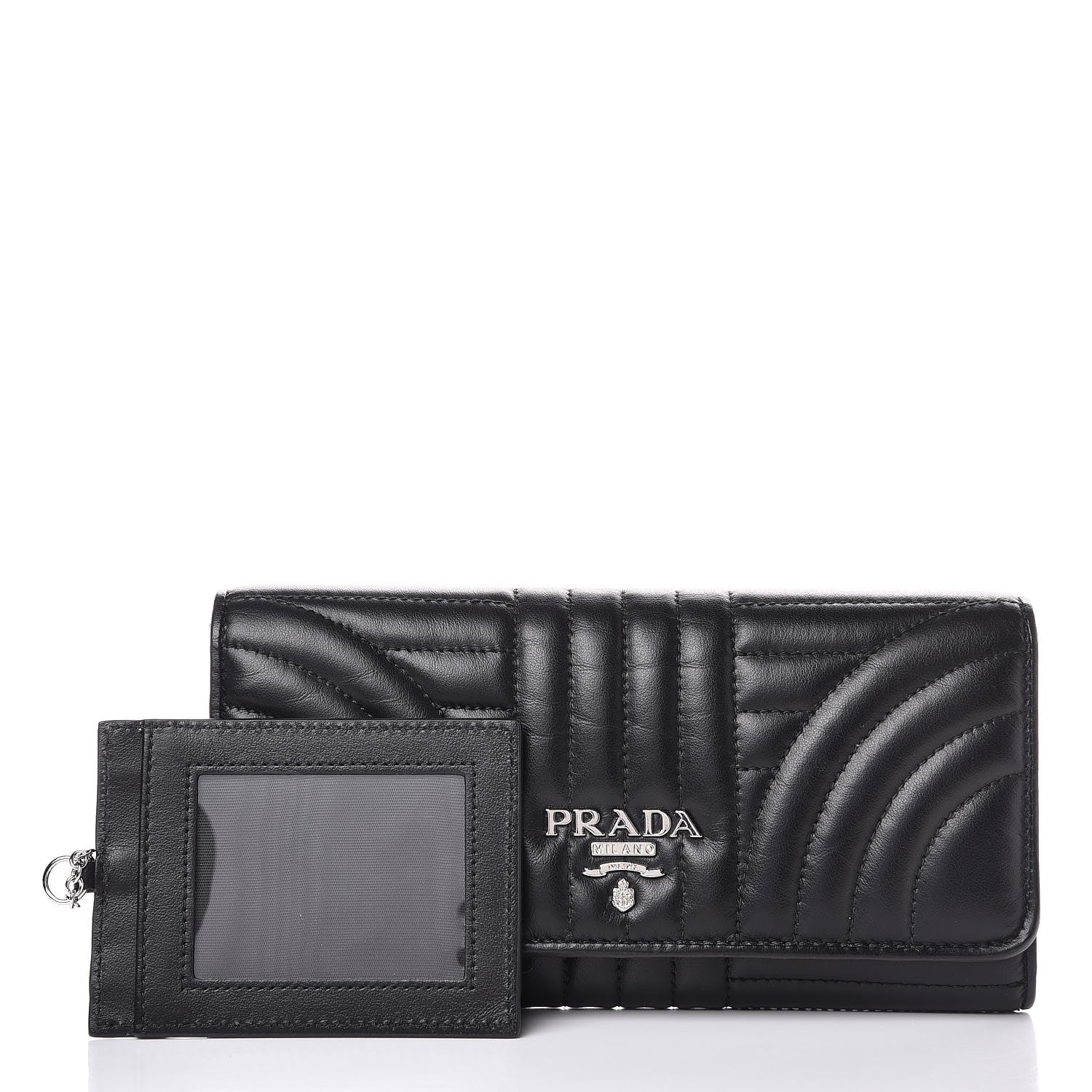 Prada Soft Calfskin Diagramme Continental Wallet Black 3 of 9