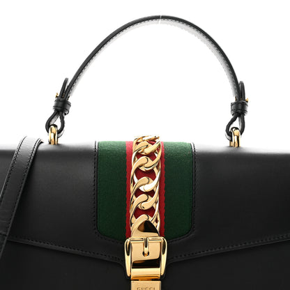 Gucci Calfskin Medium Sylvie Top Handle Bag Black 8 of 12