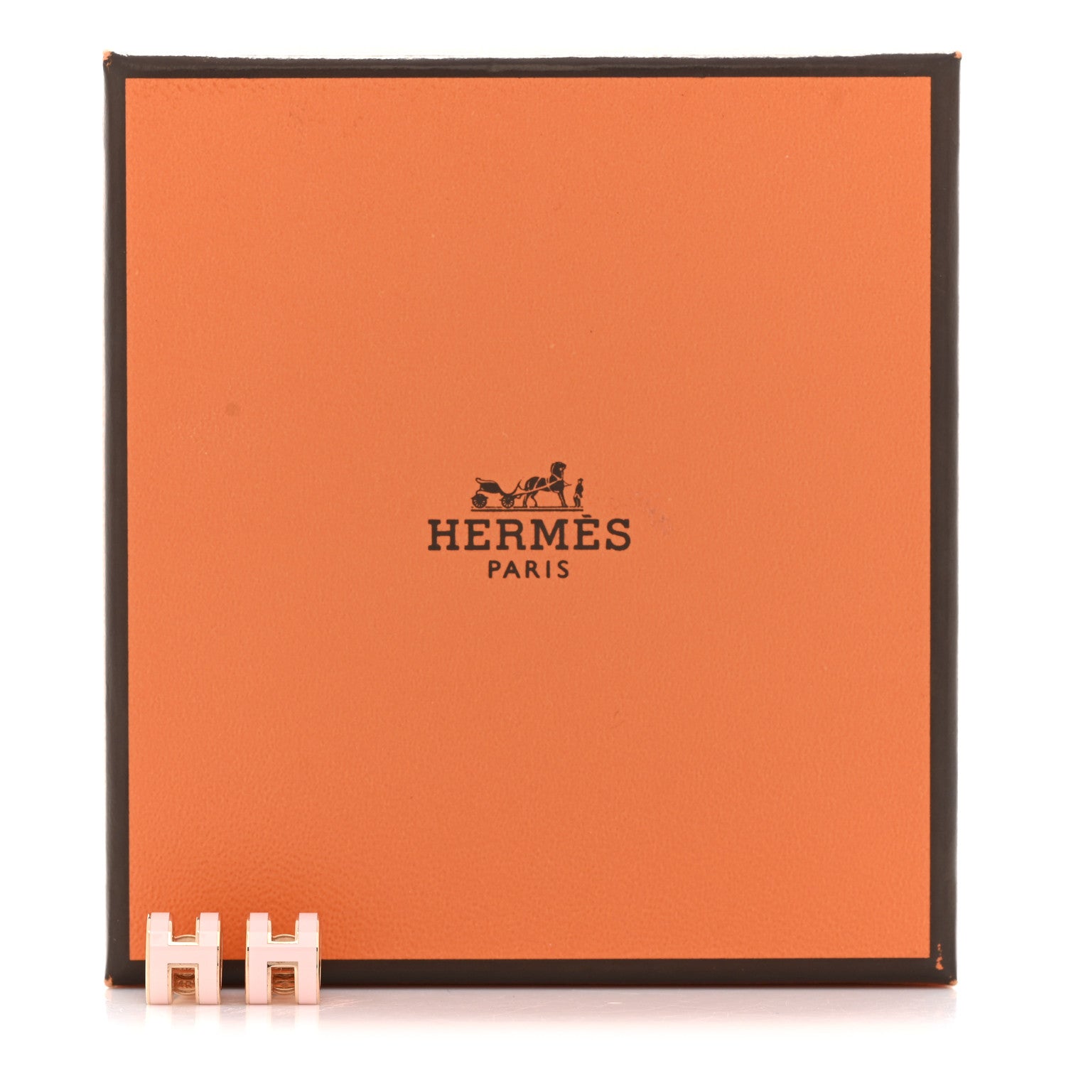 Hermes Rose Gold Lacquered Mini Pop H Earrings Rose Dragee 5 of 5