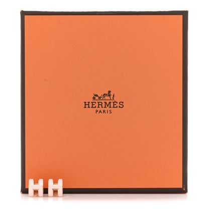 Hermes Rose Gold Lacquered Mini Pop H Earrings Rose Dragee 5 of 5