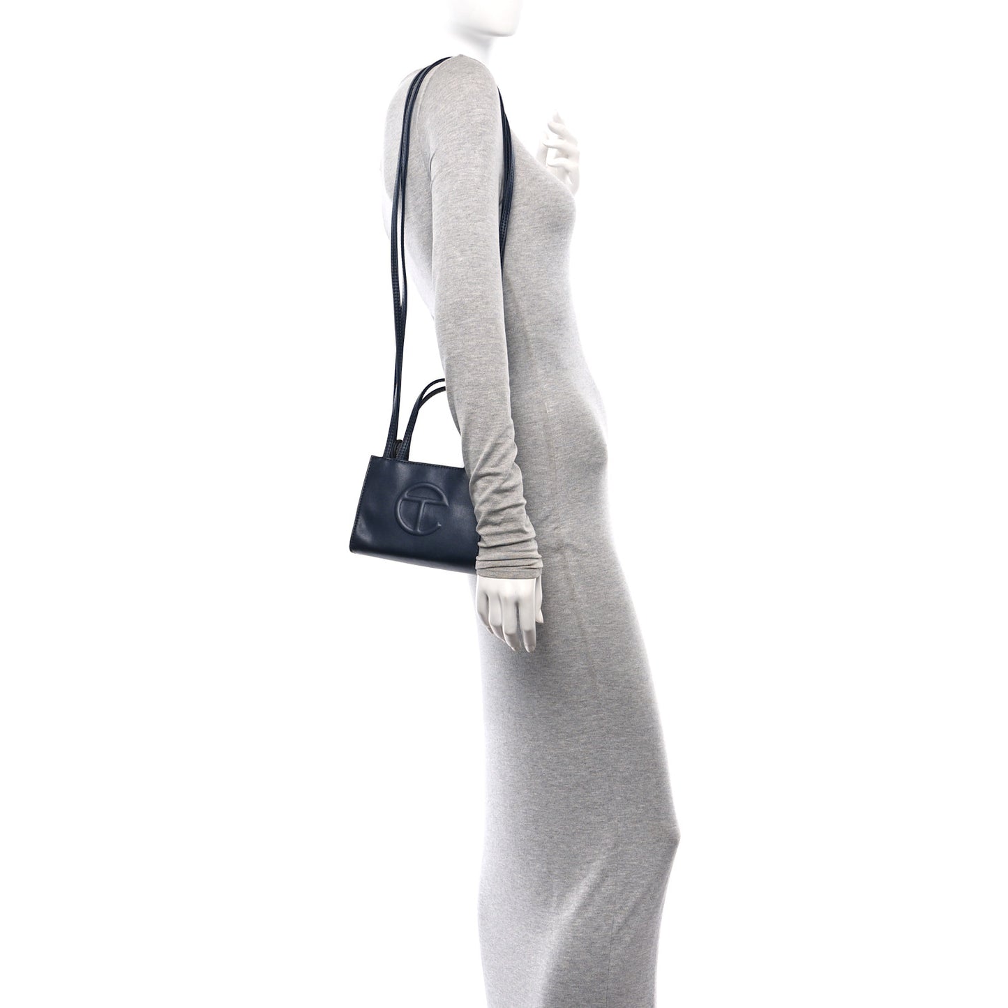 Vegan Leather Small Shopping Bag Navy