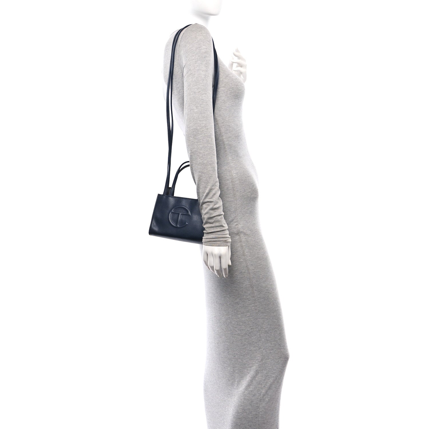 Telfar Vegan Leather Small Shopping Bag Navy 2 of 9
