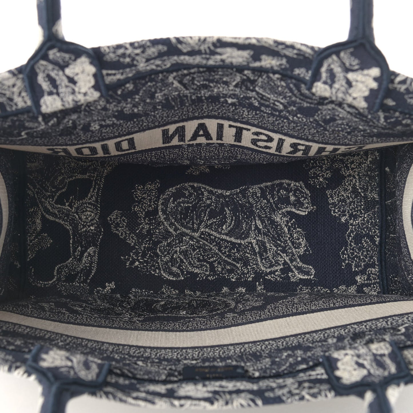 Canvas Embroidered Medium Dioriviera Toile De Jouy Book Tote Blue