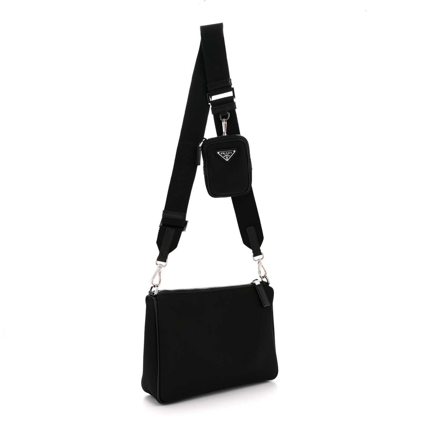 Re-Nylon Saffiano Travel Brique Crossbody Bag Black
