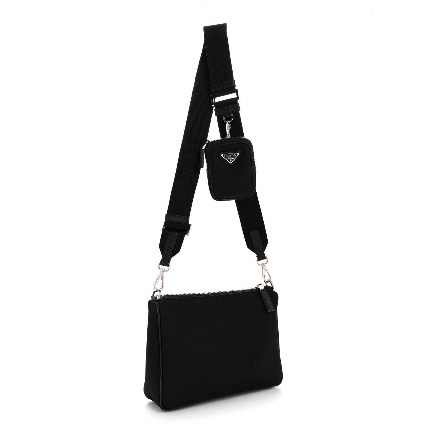 Prada Re-Nylon Saffiano Travel Brique Crossbody Bag Black 3 of 14