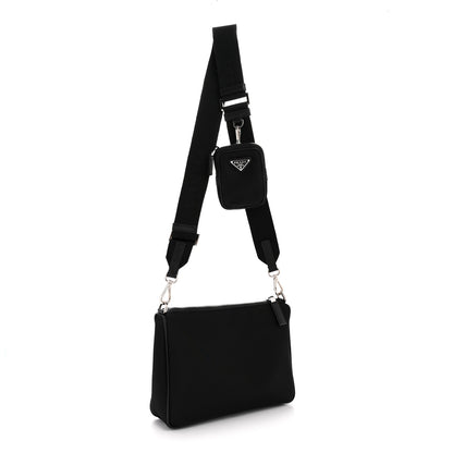 Prada Re-Nylon Saffiano Travel Brique Crossbody Bag Black 3 of 14