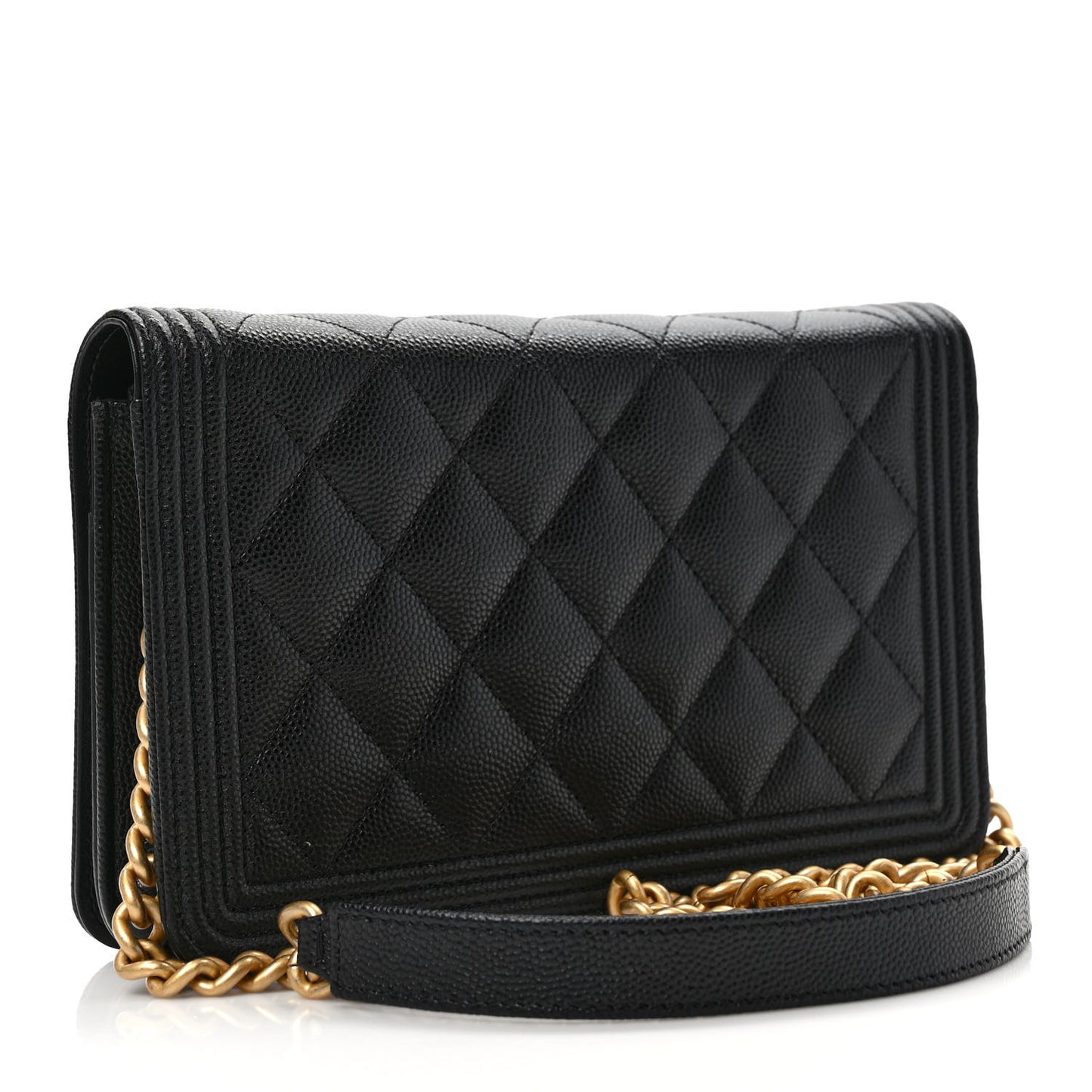 Caviar Quilted Boy Wallet On Chain WOC Black