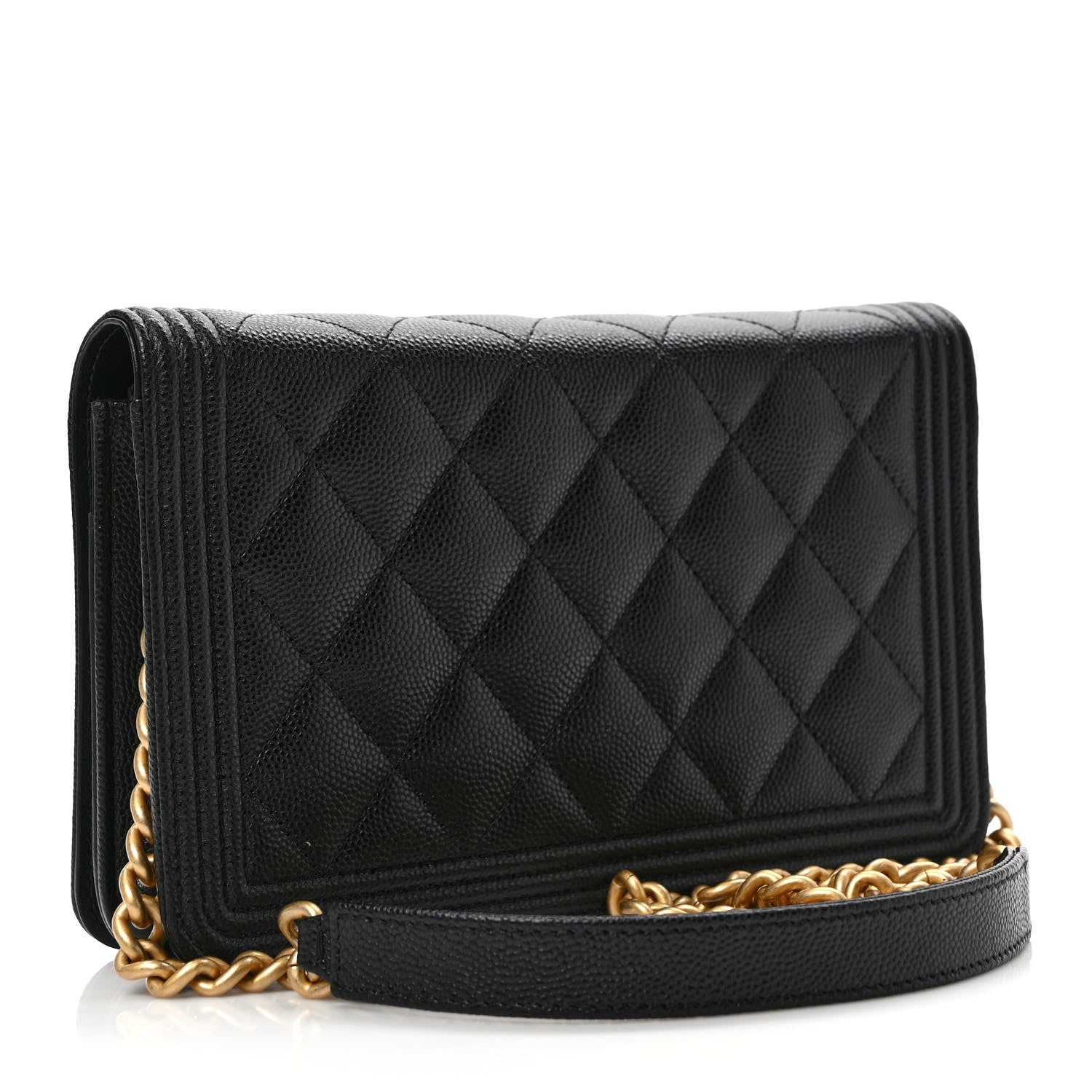 Chanel Caviar Quilted Boy Wallet On Chain WOC Black 3 of 11