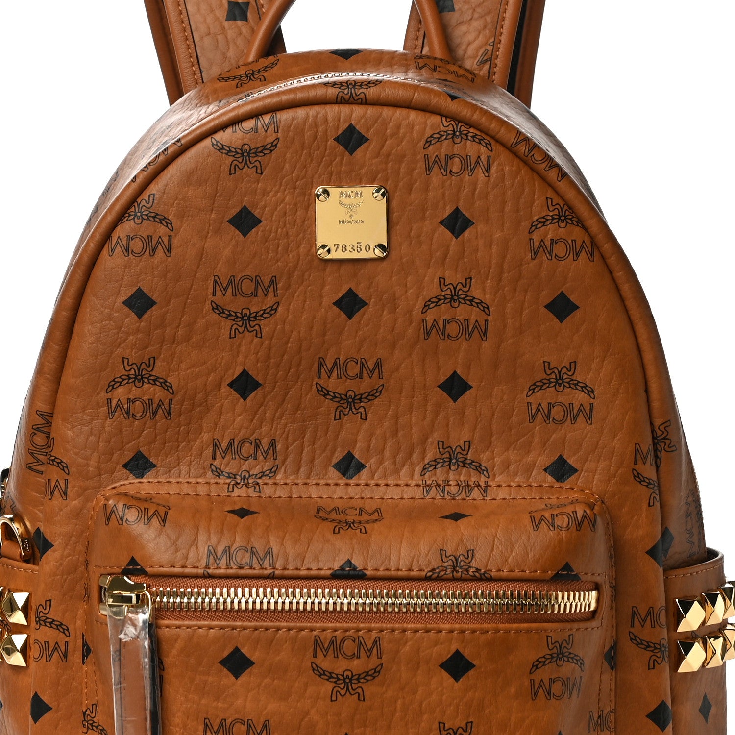 MCM Visetos Small Side Stud Stark Backpack Cognac 7 of 9