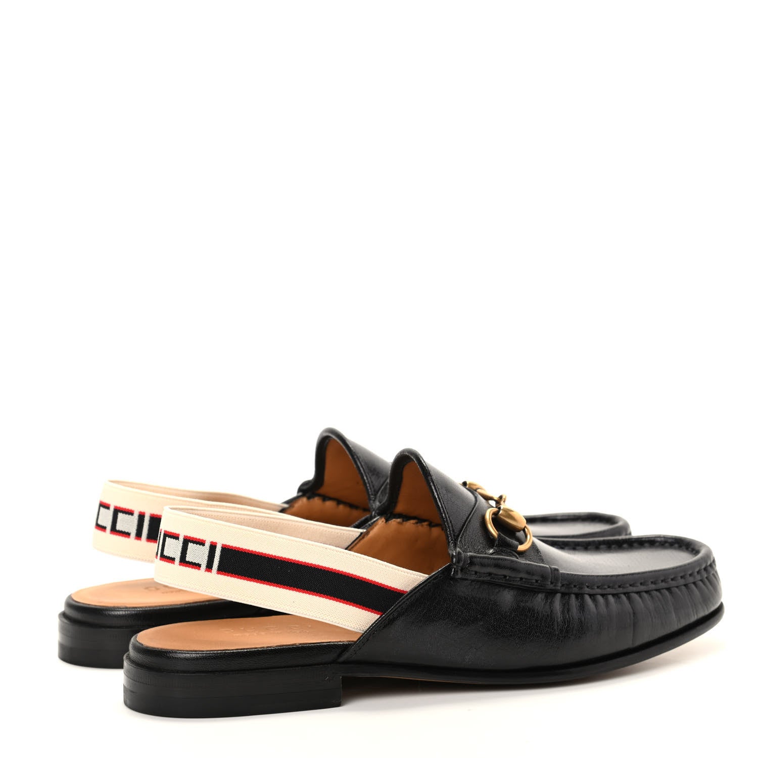 Gucci Goatskin Stripe Mens Horsebit Slingback Slippers 7 Black 4 of 11