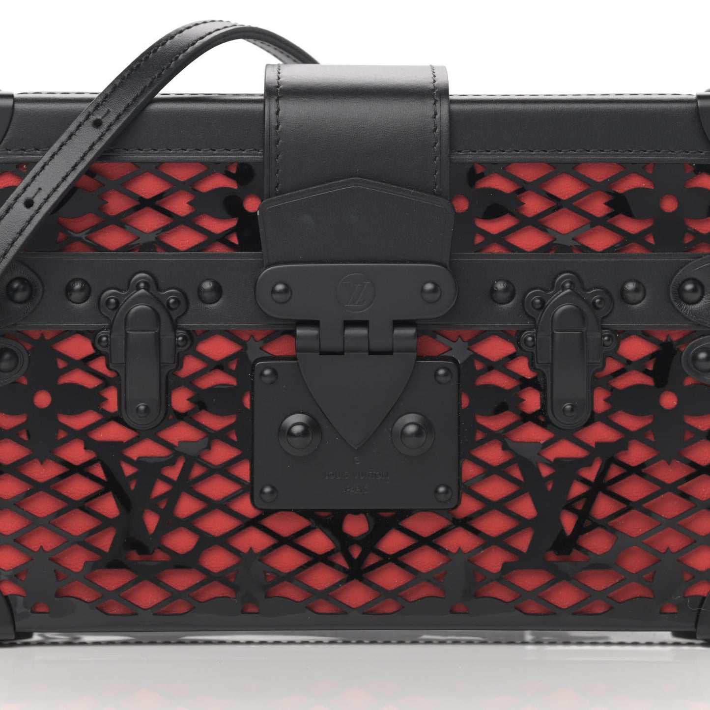 Patent Monogram Petite Malle Black Red