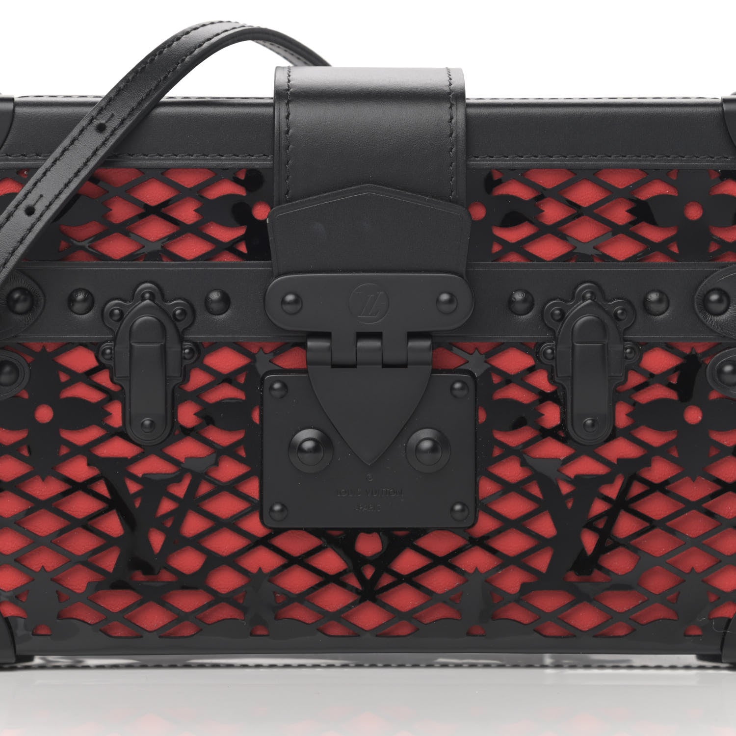 Louis Vuitton Patent Monogram Petite Malle Black Red 8 of 12