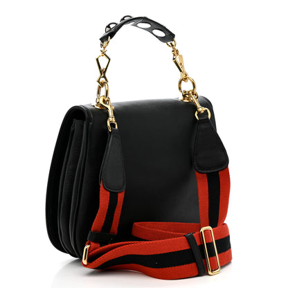 Gucci Roxy Calfskin Web Medium Studded Blondie Shoulder Flap Bag Black 3 of 14
