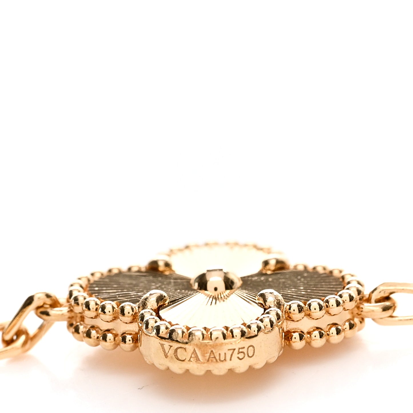 18K Yellow Gold 5 Motifs Guilloche Vintage Alhambra Bracelet