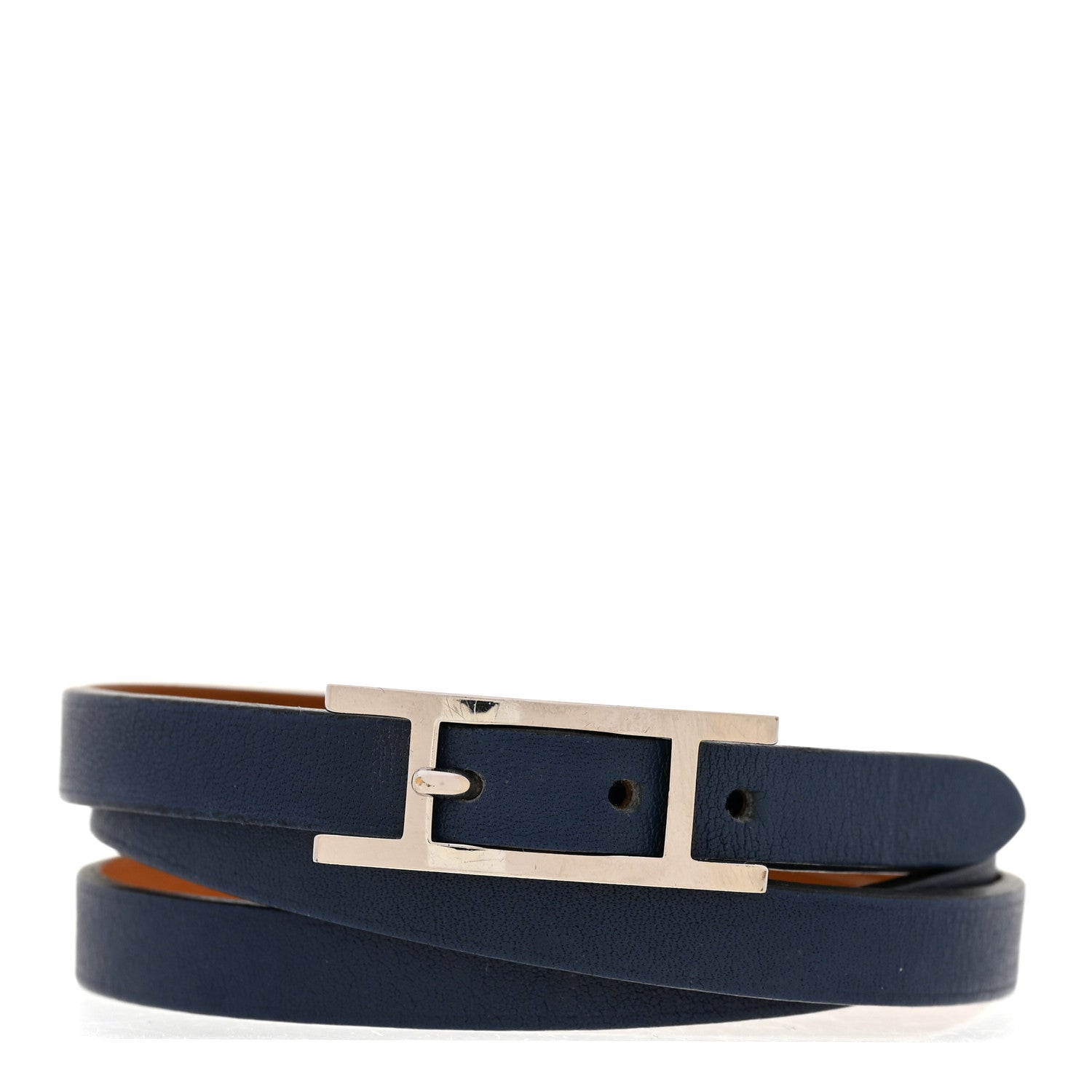 Hermes Swift 3MM Hapi Triple Tour Wrap Bracelet Bleu Agate 1 of 5