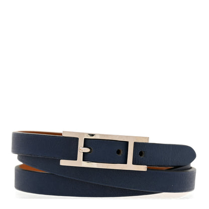 Hermes Swift 3MM Hapi Triple Tour Wrap Bracelet Bleu Agate 1 of 5