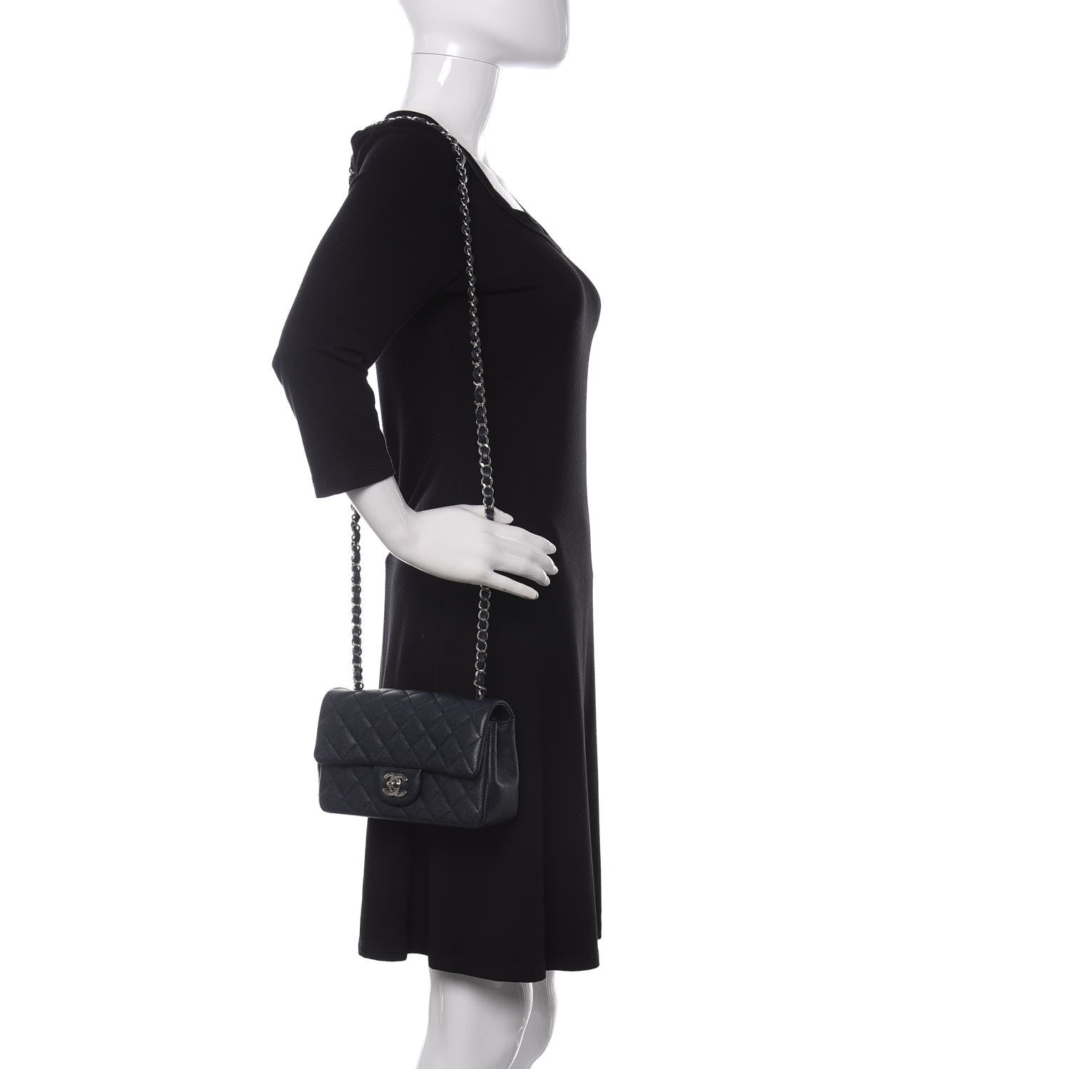Chanel Caviar Quilted Mini Rectangular Flap Navy 2 of 10