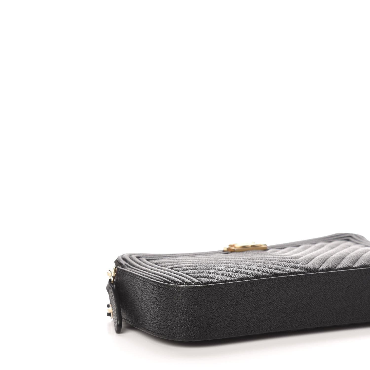 Chanel Caviar Chevron Small Boy Clutch With Chain Black 9 of 12