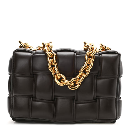 Bottega Veneta Lambskin Maxi Intreccio Padded Chain Cassette Crossbody Bag Black 1 of 9