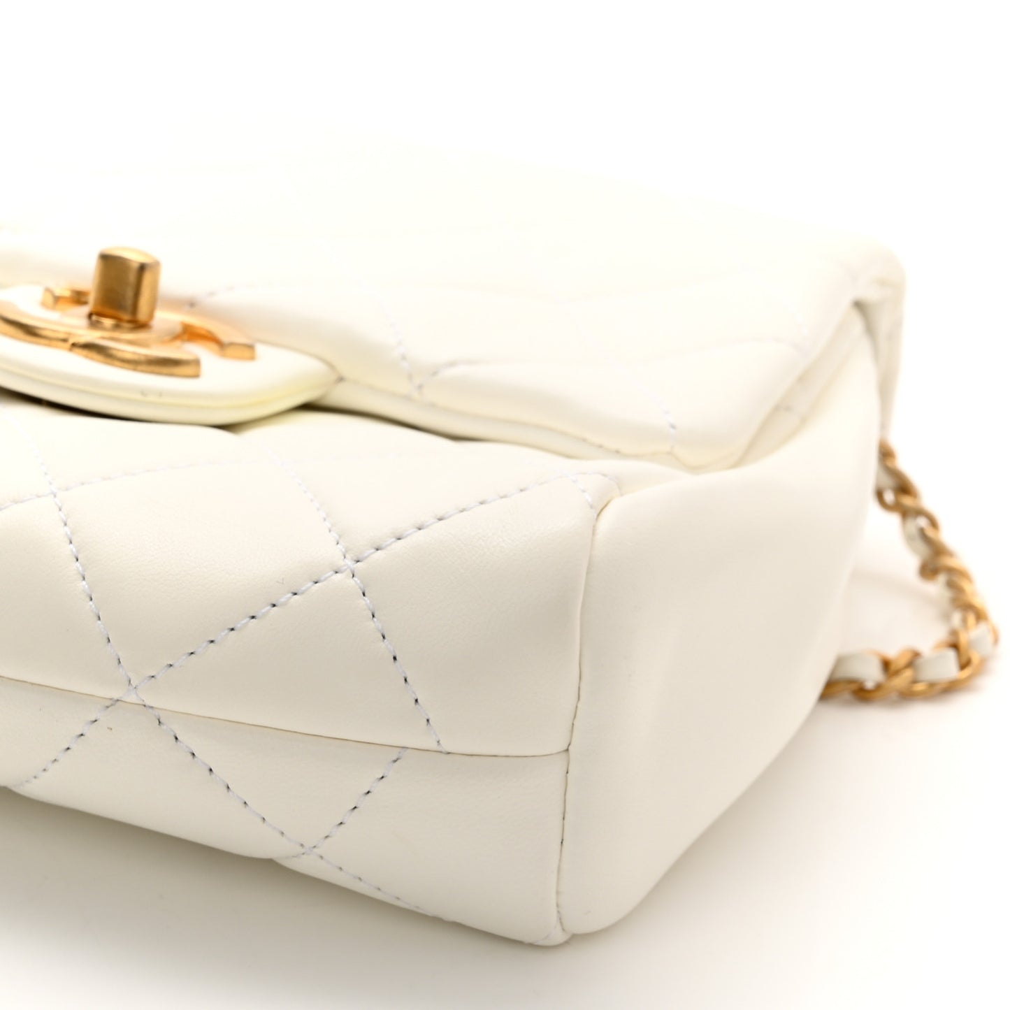 Lambskin Quilted Side-Packs White