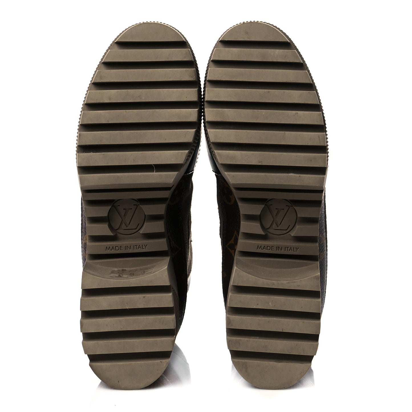 Suede Calfskin Monogram Laureate Platform Desert Boots 35.5 Taupe