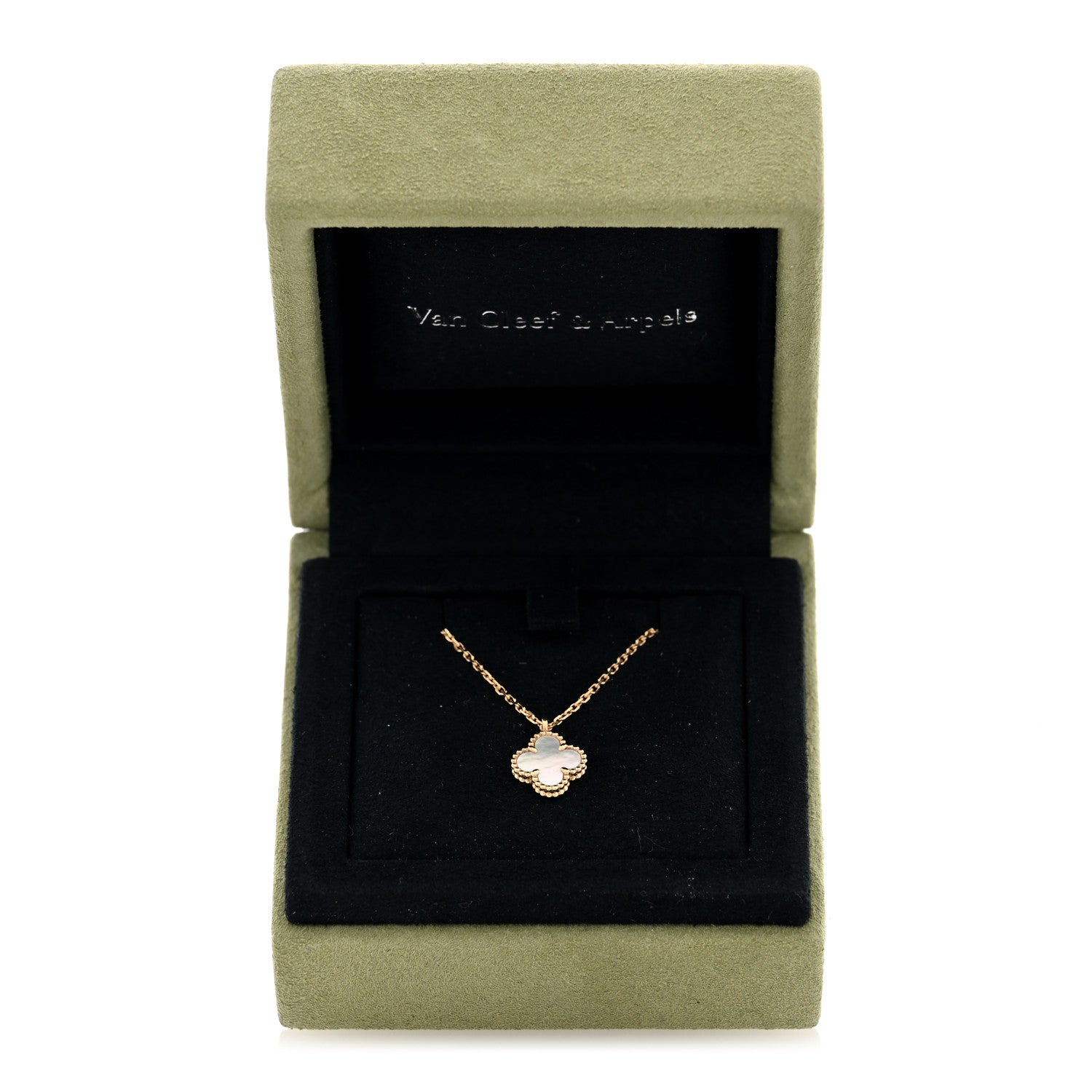 Van Cleef & Arpels 18K Yellow Gold Mother of Pearl Sweet Alhambra Pendant Necklace 5 of 5