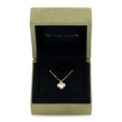 Van Cleef & Arpels 18K Yellow Gold Mother of Pearl Sweet Alhambra Pendant Necklace 5 of 5