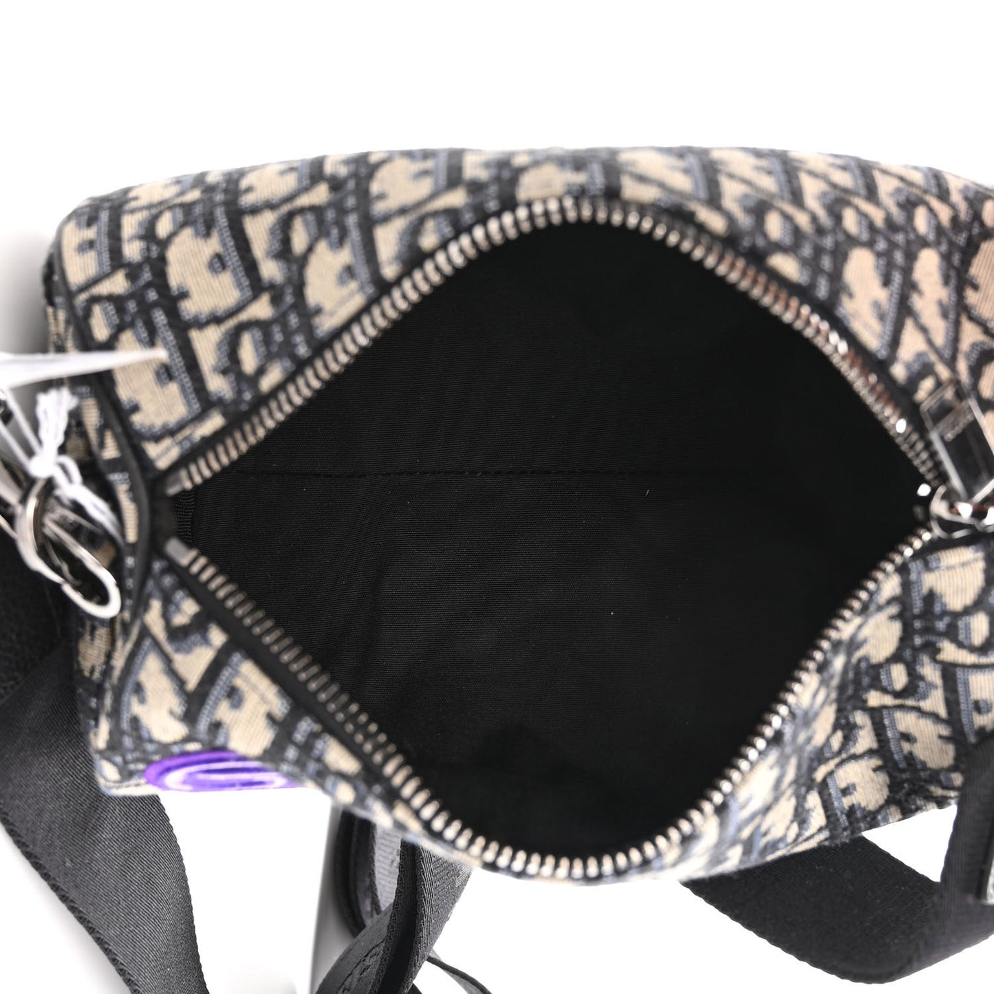 X KENNY SCHARF Oblique Canvas Embroidered Patches Roller Messenger Bag Charcoal
