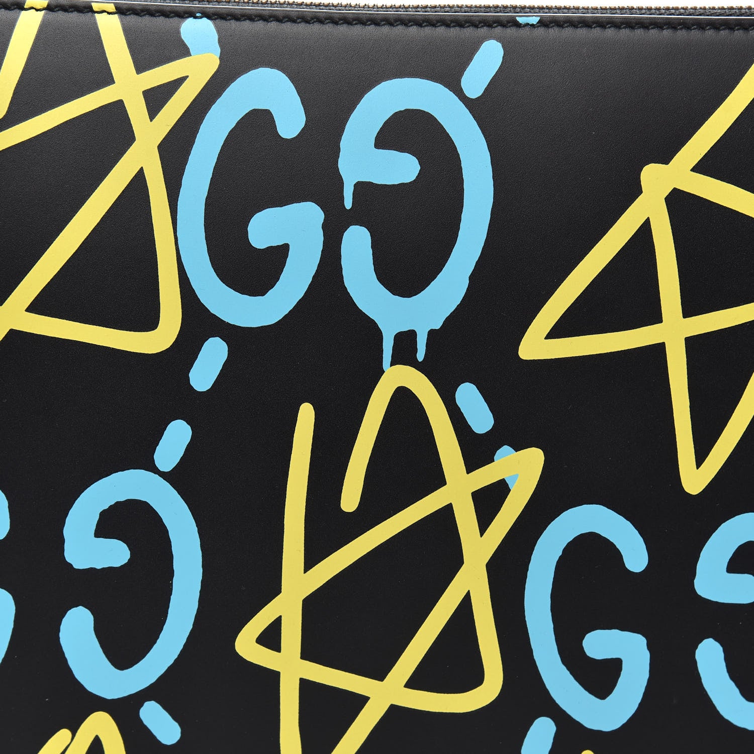 Gucci Calfskin GucciGhost Print GG Messenger Bag Black New Acquamarine 6 of 9