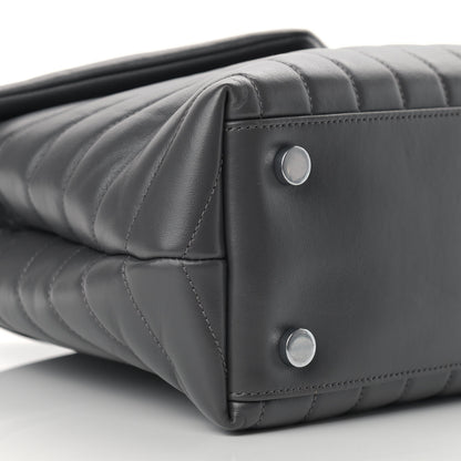 Saint Laurent Calfskin Y Quilted Monogram Medium Loulou Satchel Storm 7 of 9