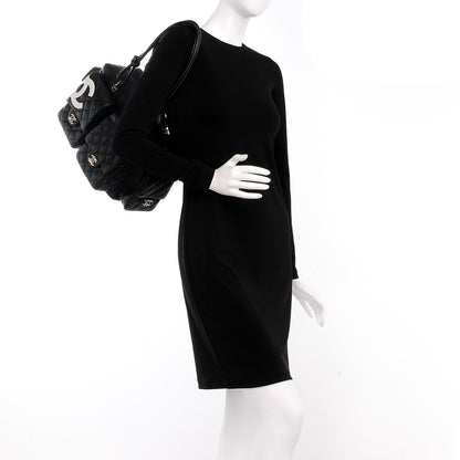 Chanel Calfskin Quilted Large Cambon Multipocket Reporter Black White 2 of 10
