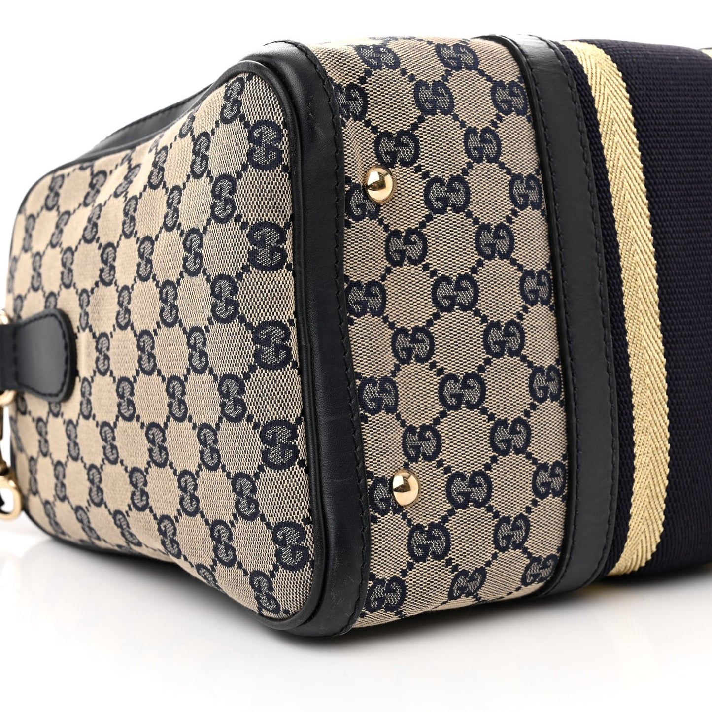 Monogram Vintage Web Medium Boston Gold Navy