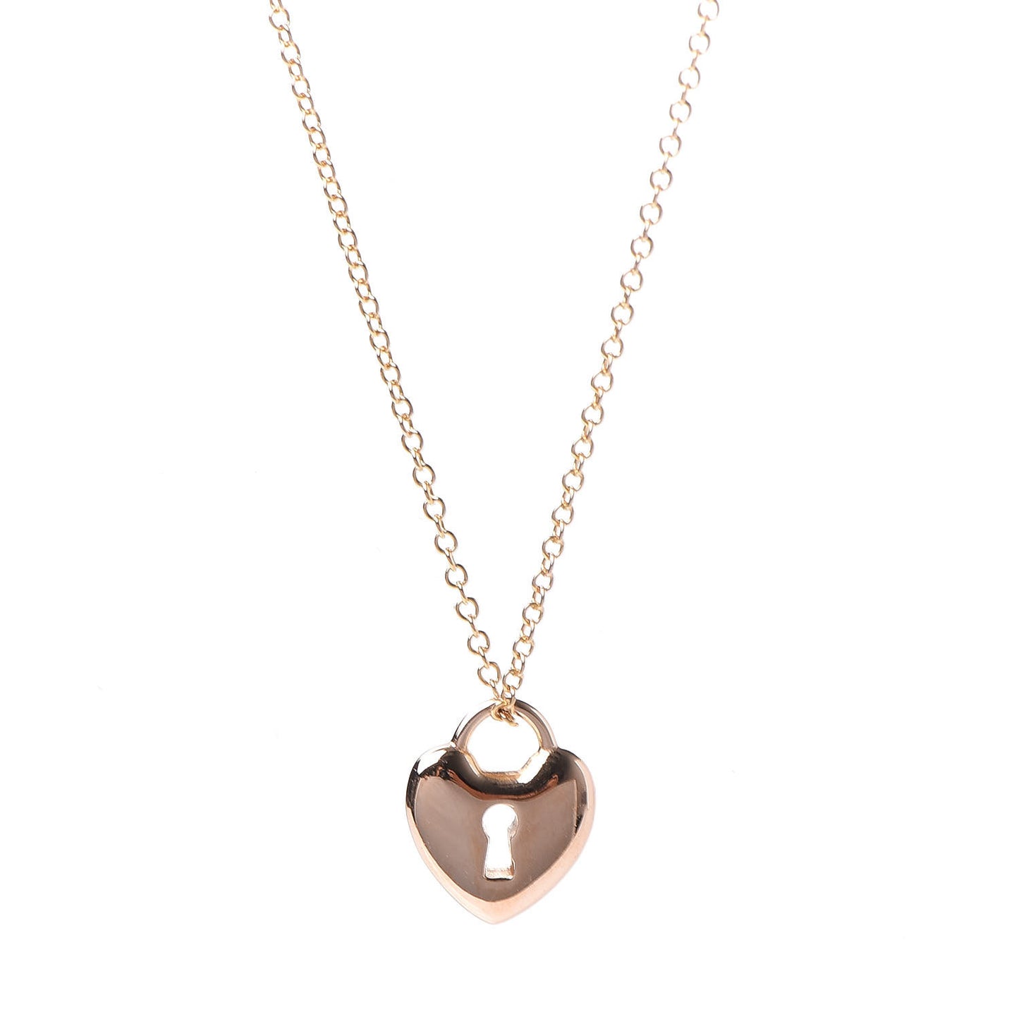 18K Rose Gold Mini Heart Lock Pendant Necklace