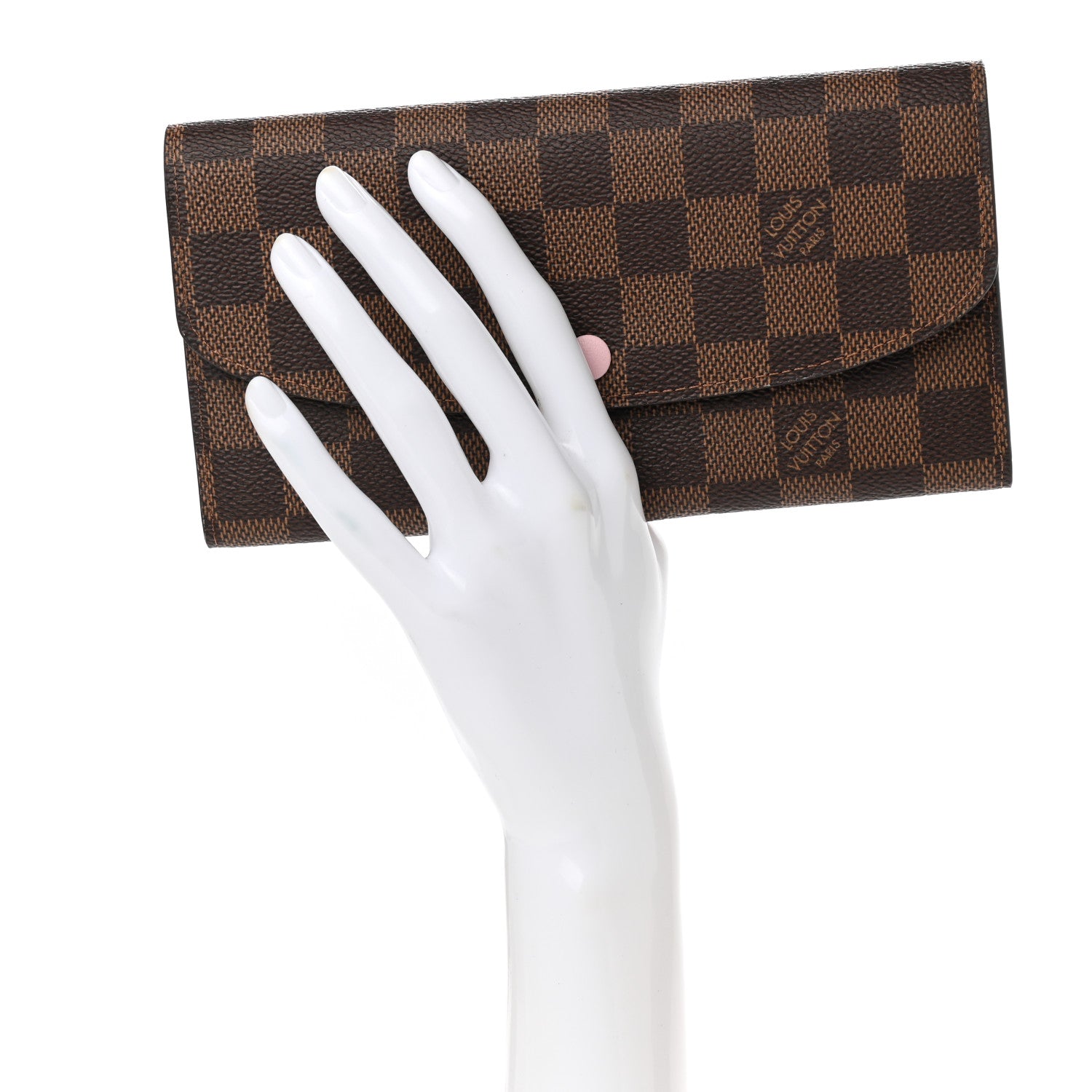 Louis Vuitton Damier Ebene Emilie Wallet Rose Ballerine 2 of 7
