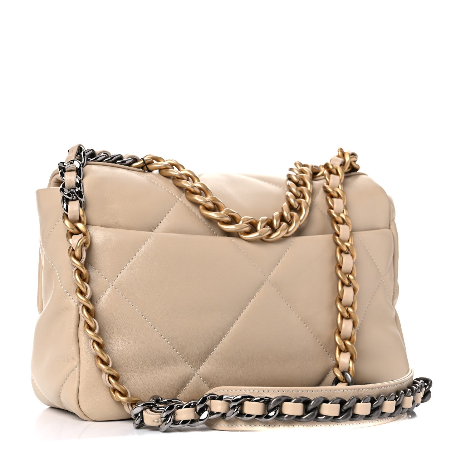 Lambskin Quilted Medium Chanel 19 Flap Light Beige