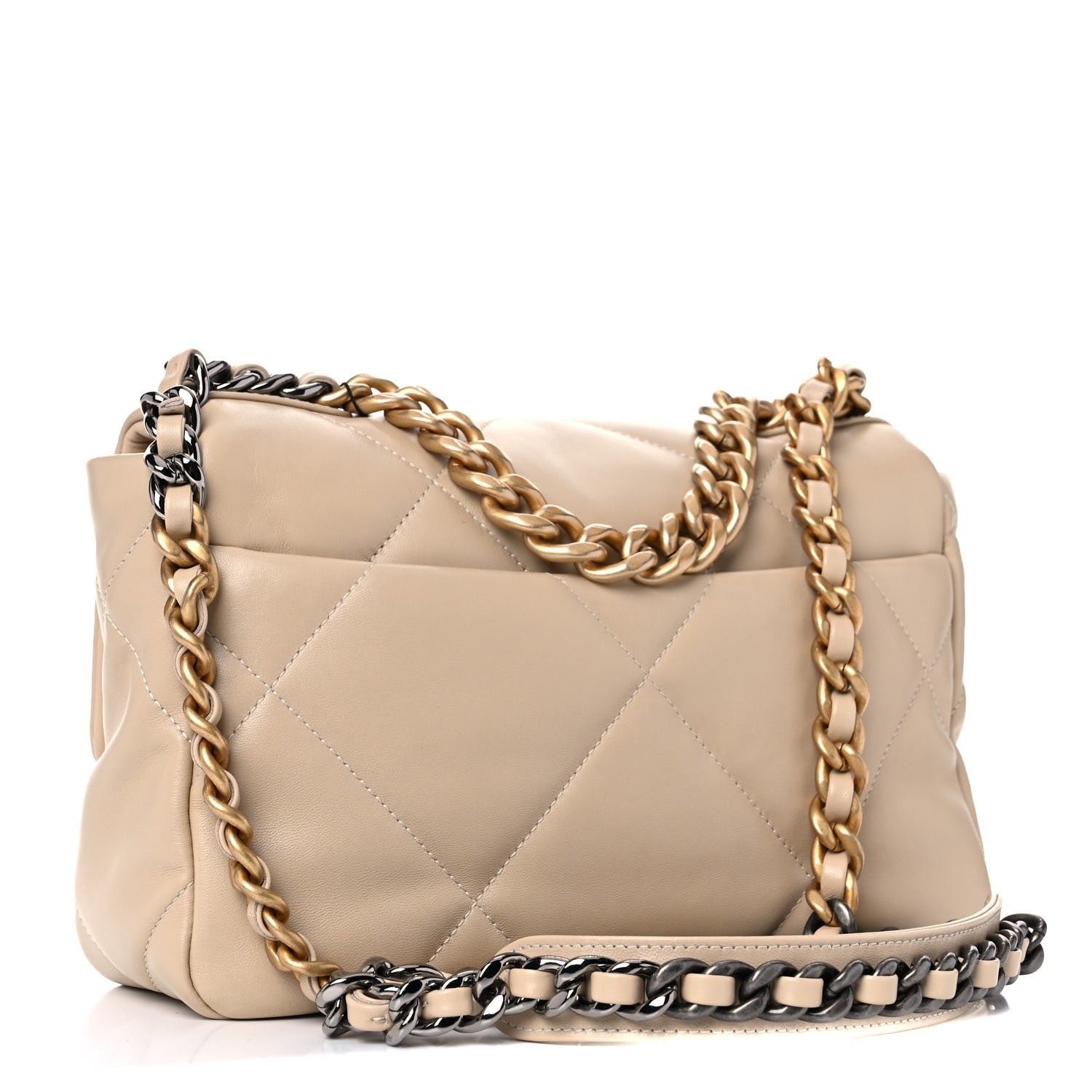 Chanel Lambskin Quilted Medium Chanel 19 Flap Light Beige 3 of 9
