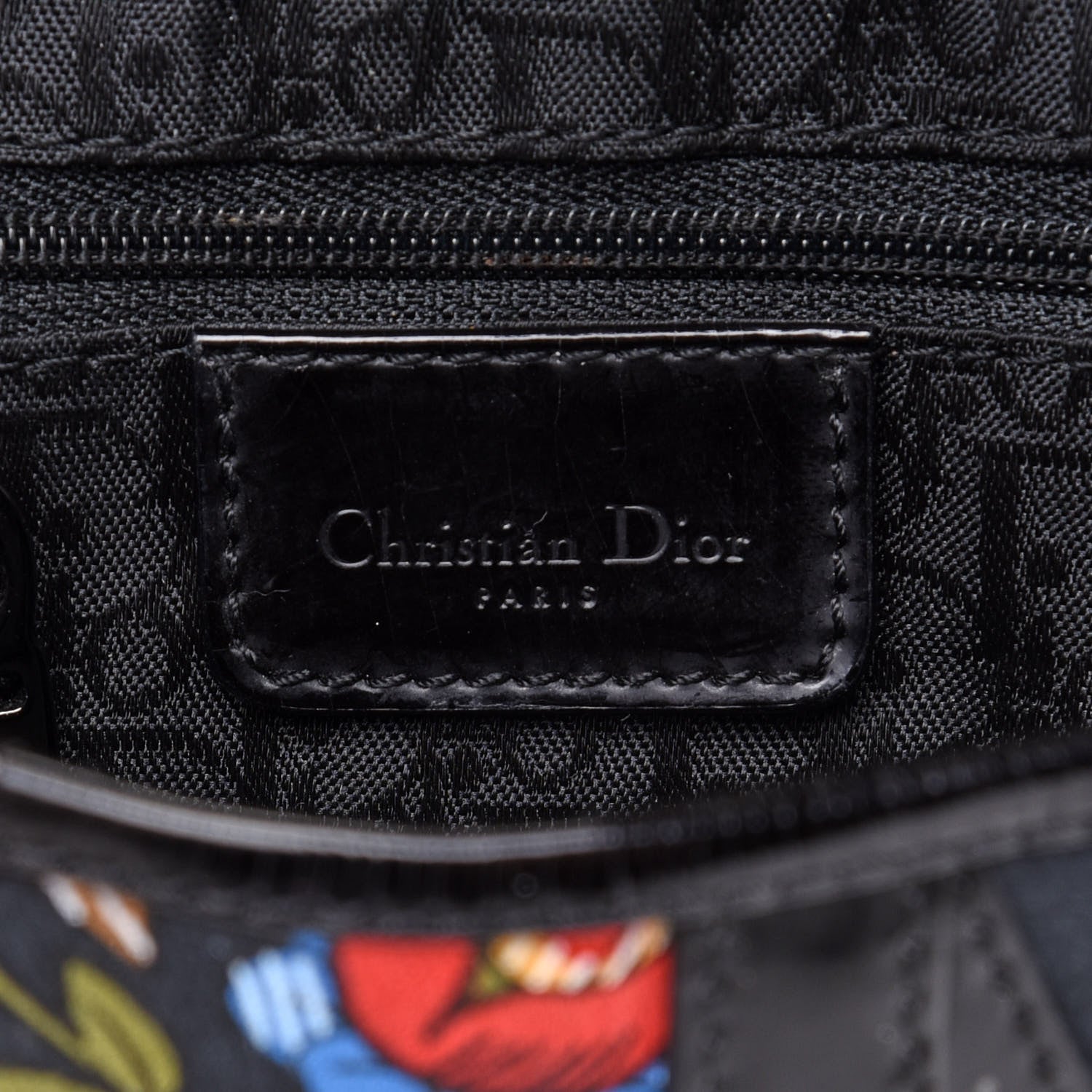 Christian Dior Canvas Floral Saddle Bag Black 6 of 13