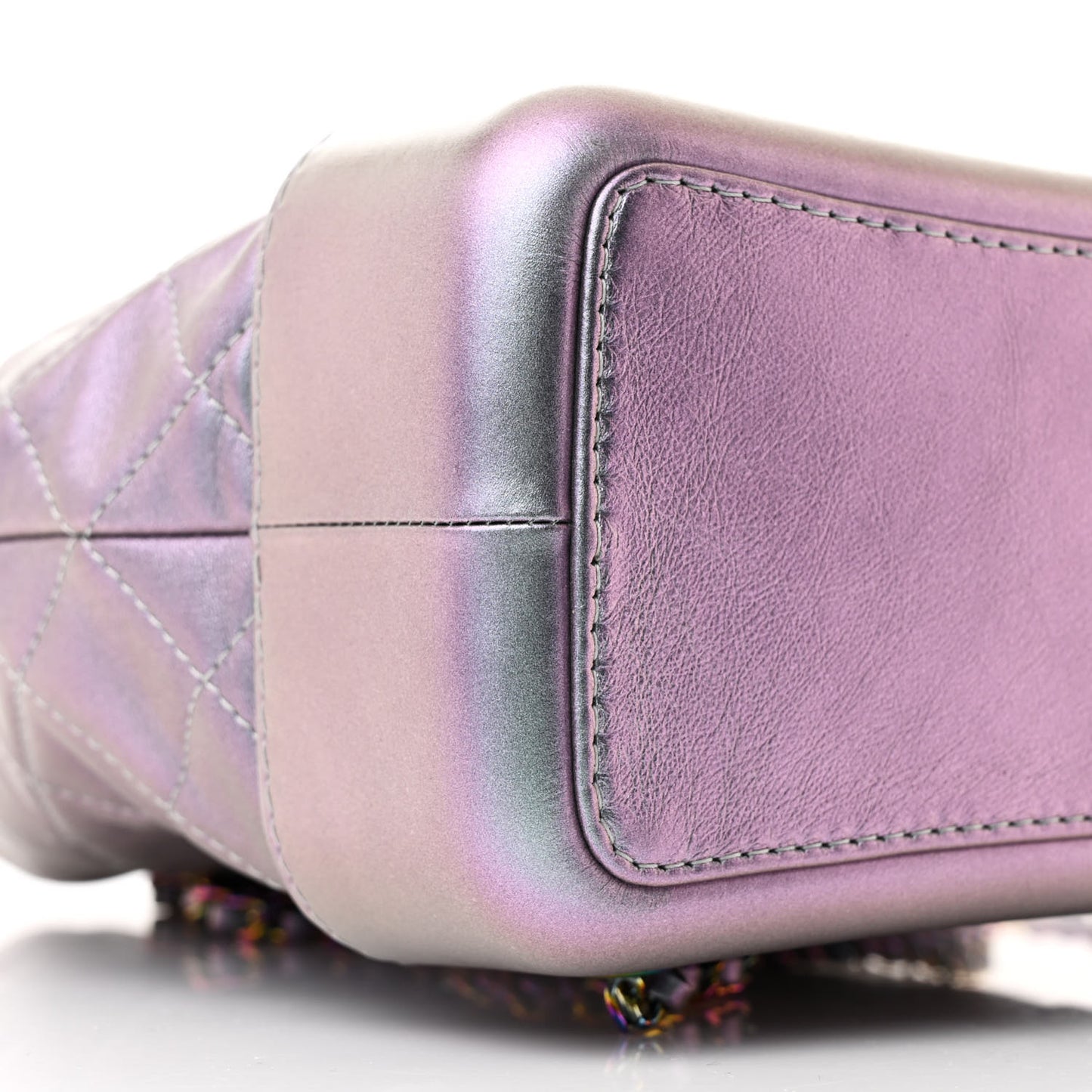 Iridescent Aged Calfskin Quilted Gabrielle Backpack Light Purple