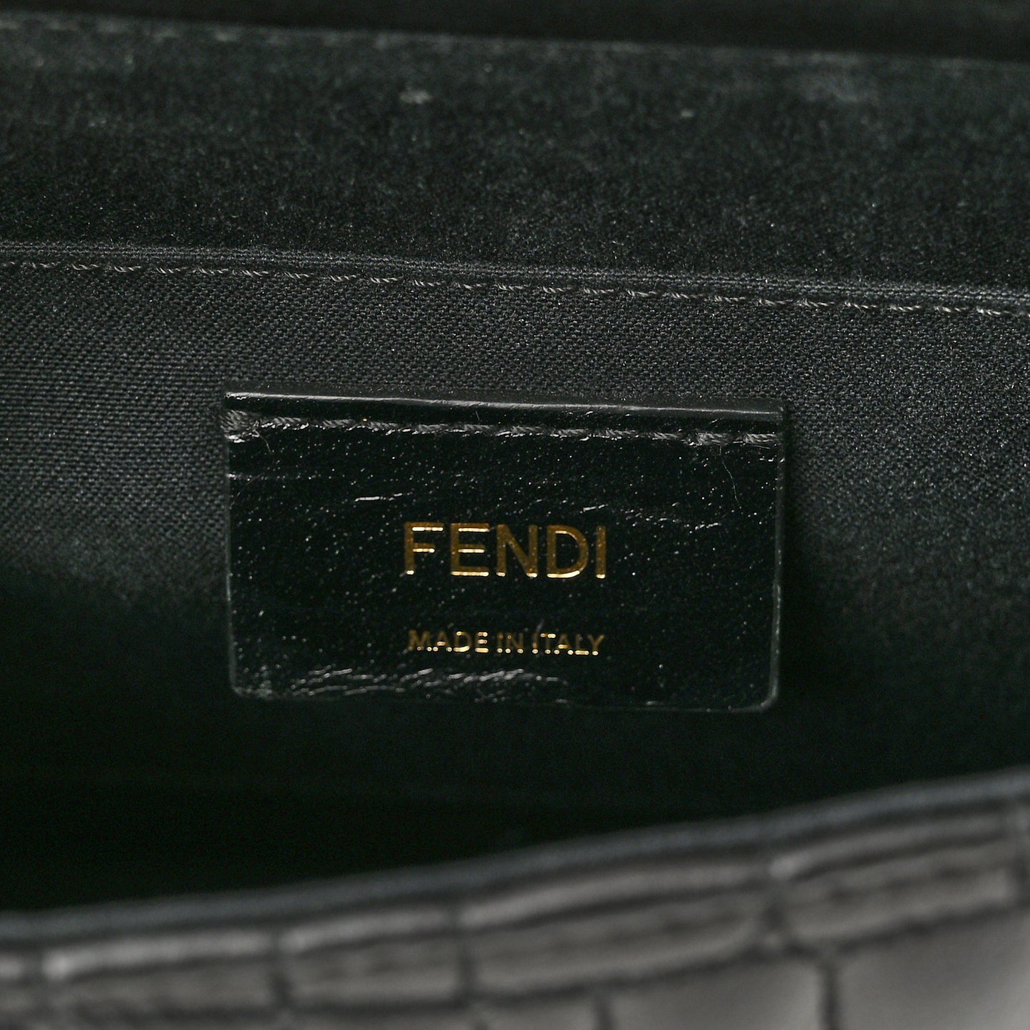 Nappa Calfskin Crocodile Trapuntata Demi Jour Shoulder Bag Black